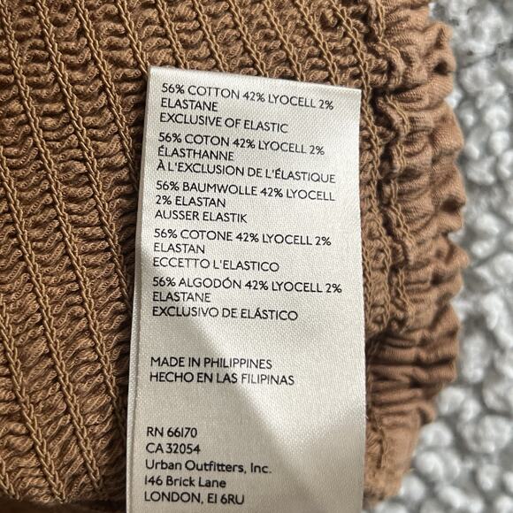 Anthropologie Maeve Ruffled Smocked Top Petite Ruched Stretch Ruffle Cropped 00P - Picture 6 of 9